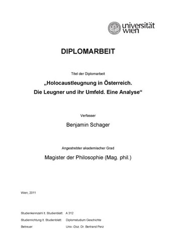Cover page of Benjamin Schager's master thesis